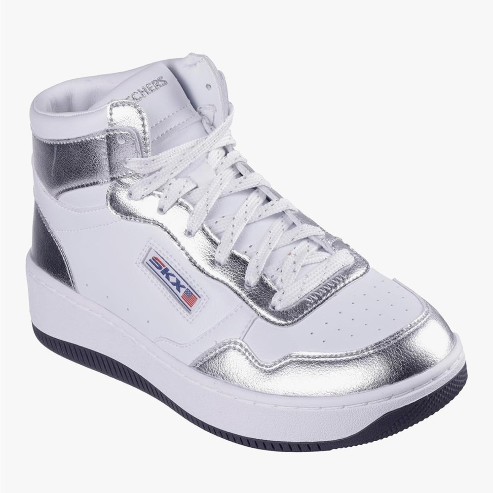 Skechers Metallic Silver and White High-Tops